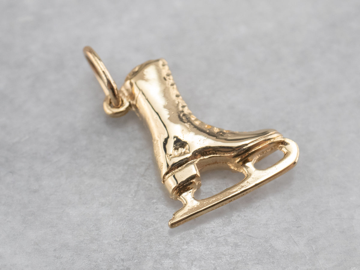 14K Yellow Gold Ice Skate Charm