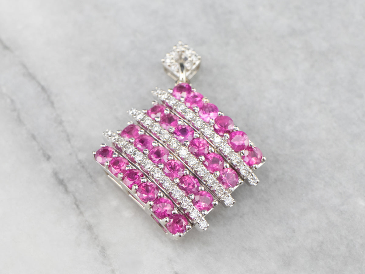 Ruby Diamond Encrusted White Gold Pendant