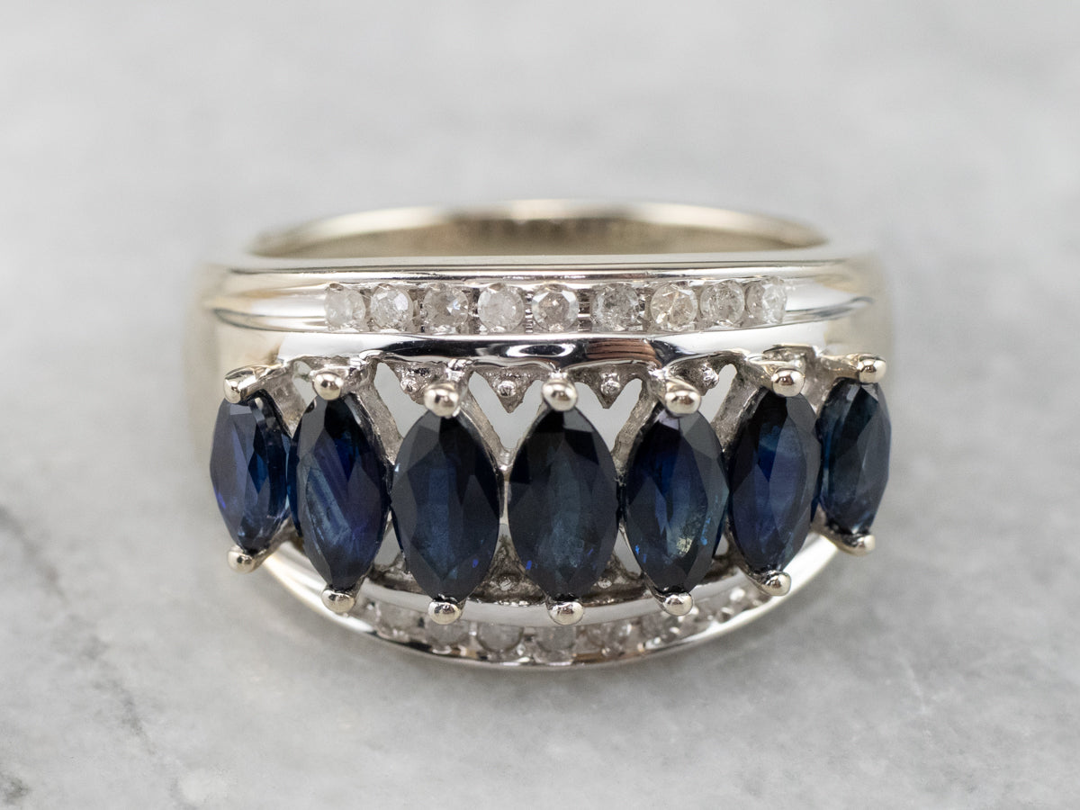 Marquise Sapphire and Diamond Band