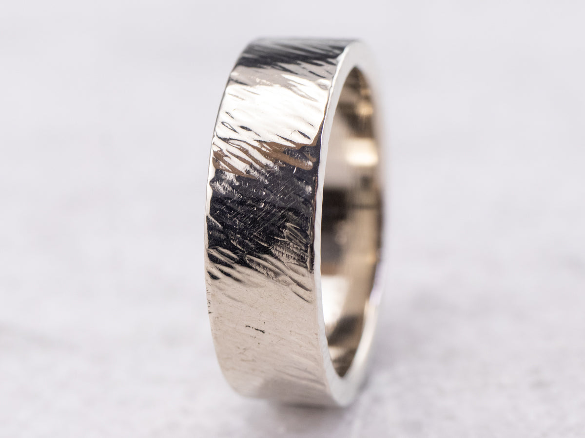 Unisex White Gold Brushed Finish Band