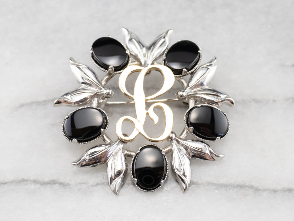 Vintage XOX Hugs and Kisses Brooch Pin | Onyx Gemstone | Fine Sterling Silver selling Jewelry