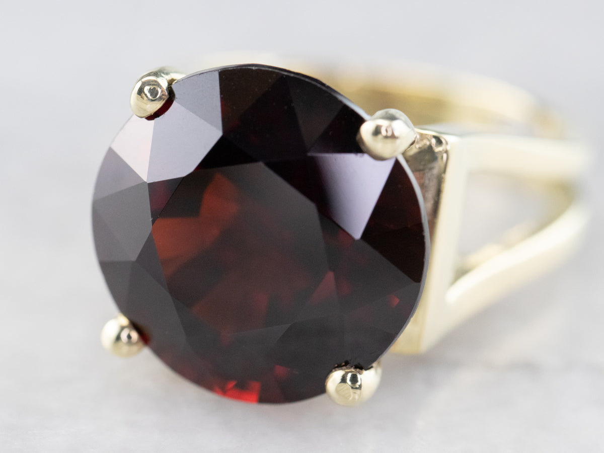 High Profile Pyrope Garnet Gold Statement Ring