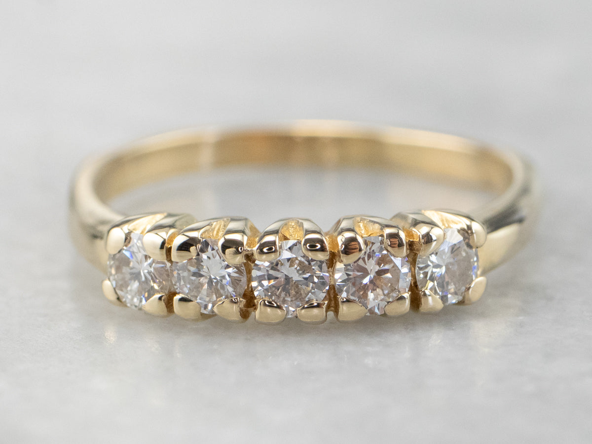 Five Diamond 14K Gold Wedding Band