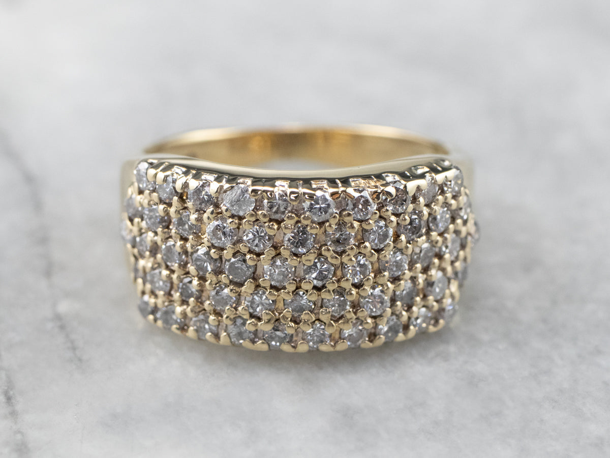 Diamond Gold Wide Statement Band