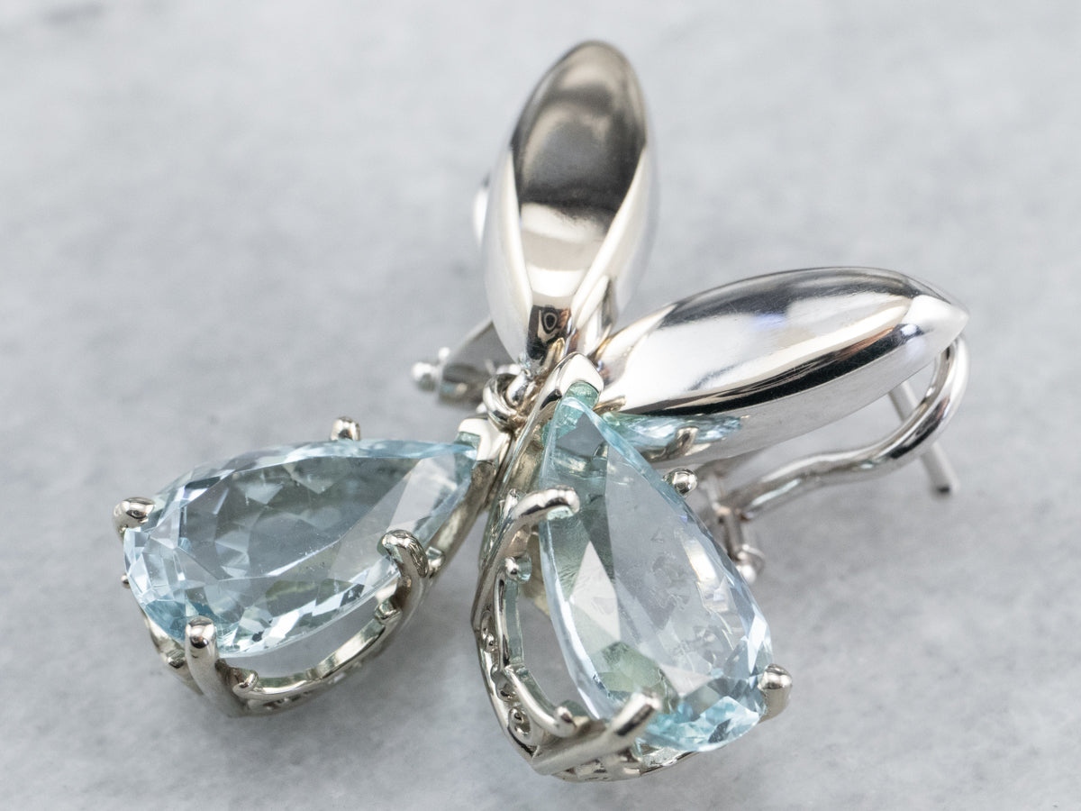 Teardrop Aquamarine Drop Earrings