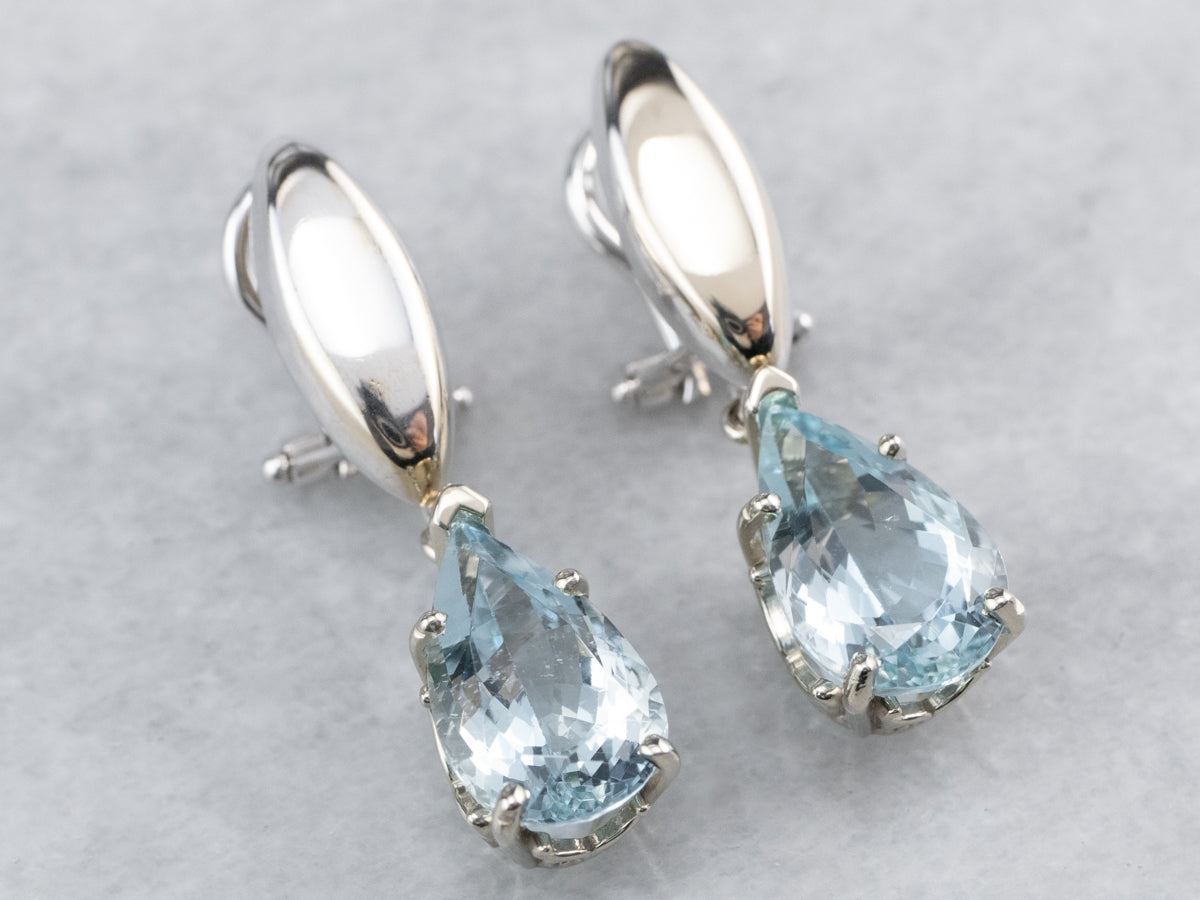 Teardrop Aquamarine Drop Earrings