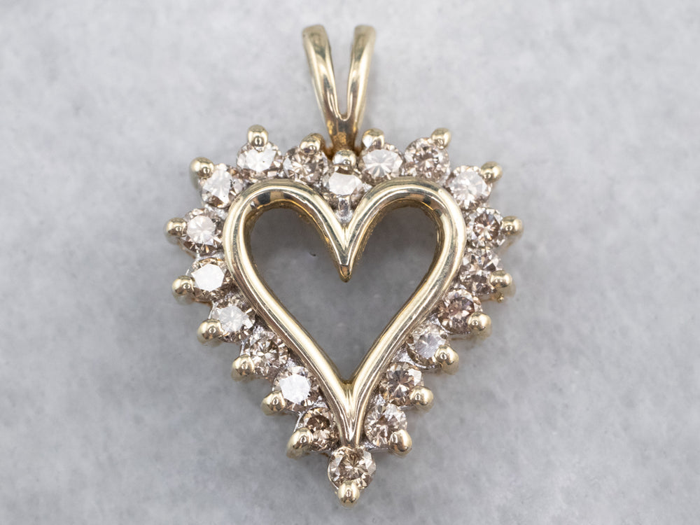 Champagne Diamond Heart Halo Pendant - Market Square Jewelers