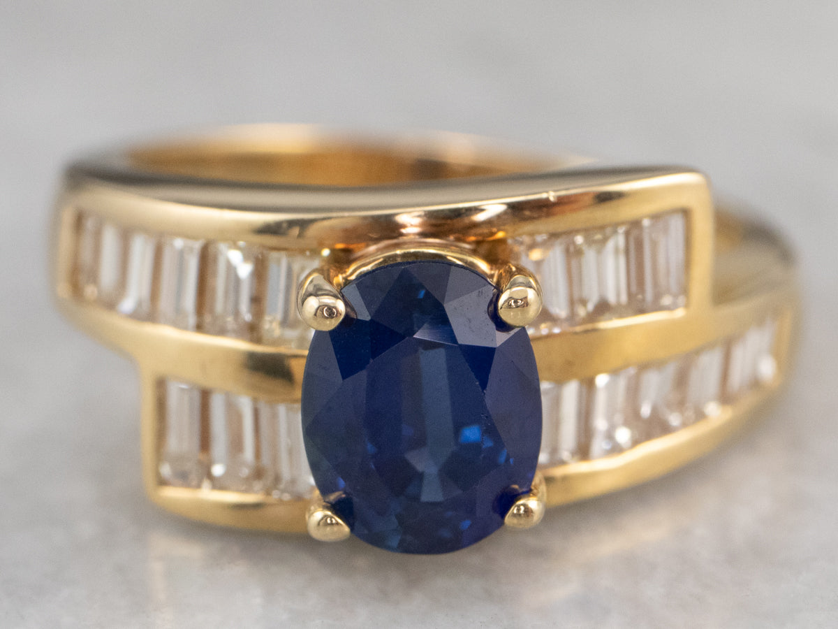 Sapphire and Diamond Bypass Ring