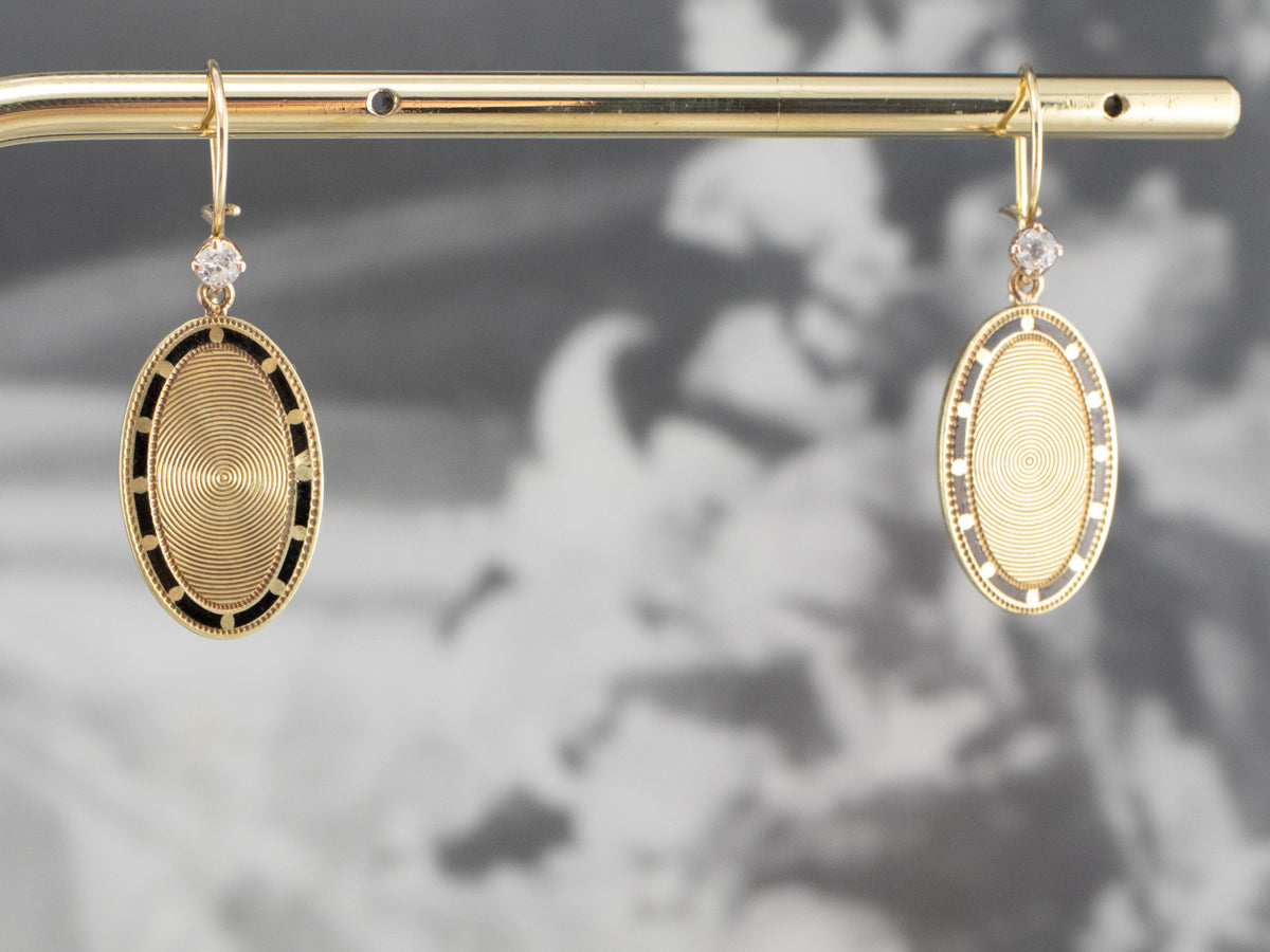 Enamel Diamond and Gold Cufflink Earrings