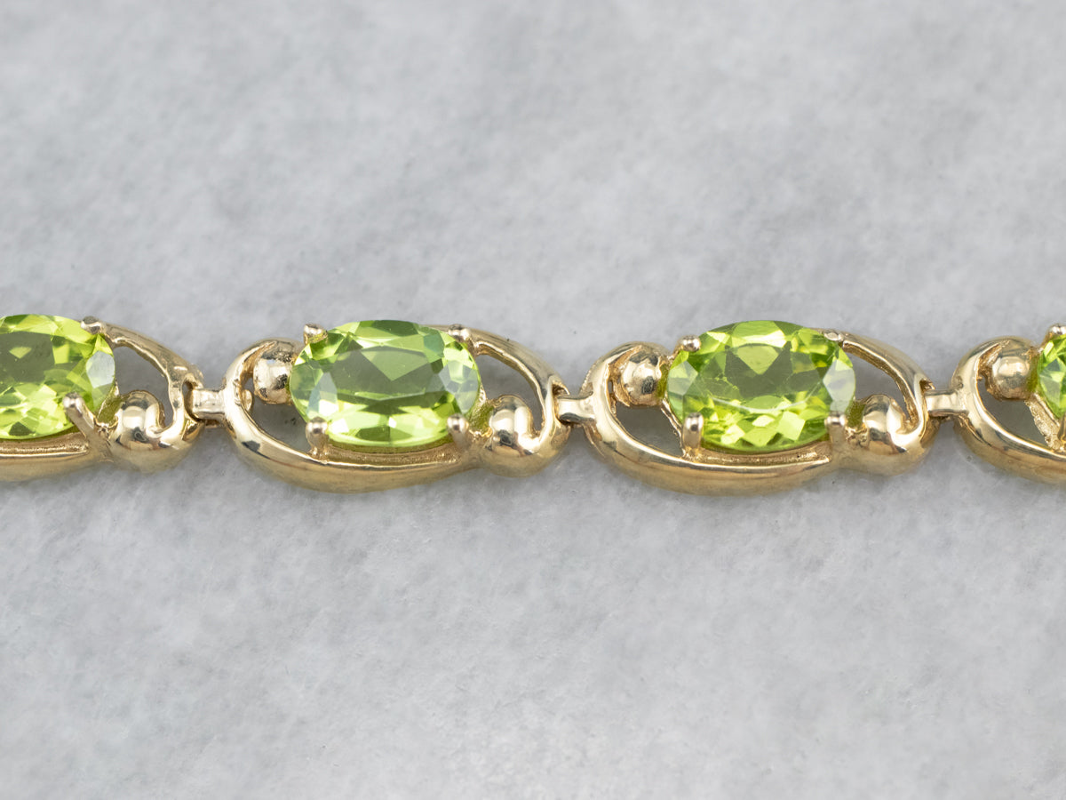 Peridot Gold Link Tennis Bracelet