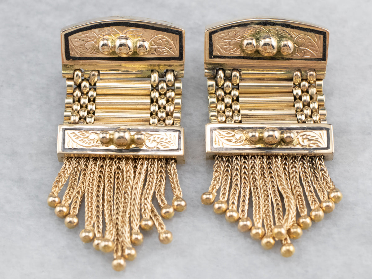 Victorian Revival Gold Fringe Statement Earrings