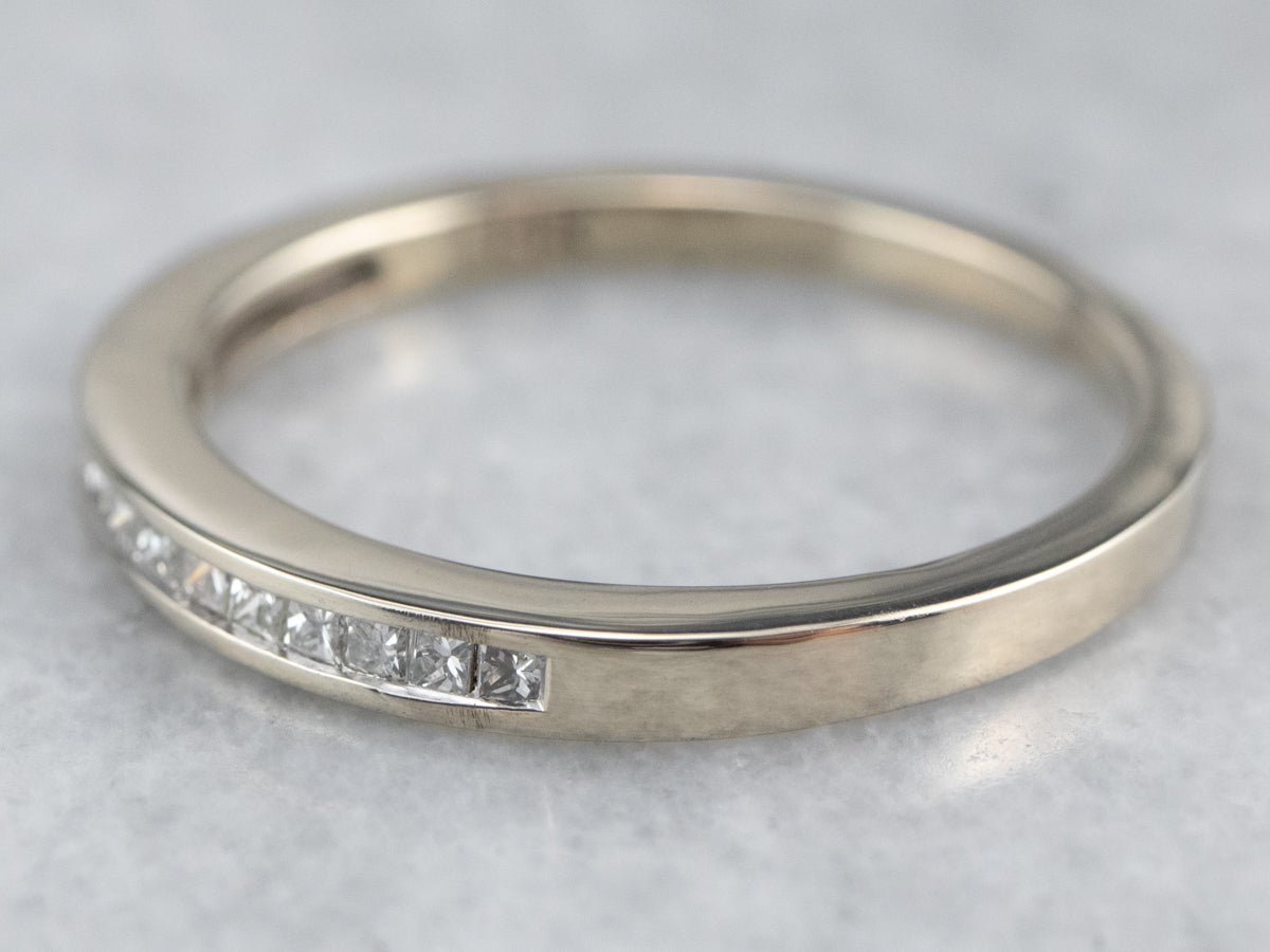 Channel Set Diamond White Gold Wedding Band