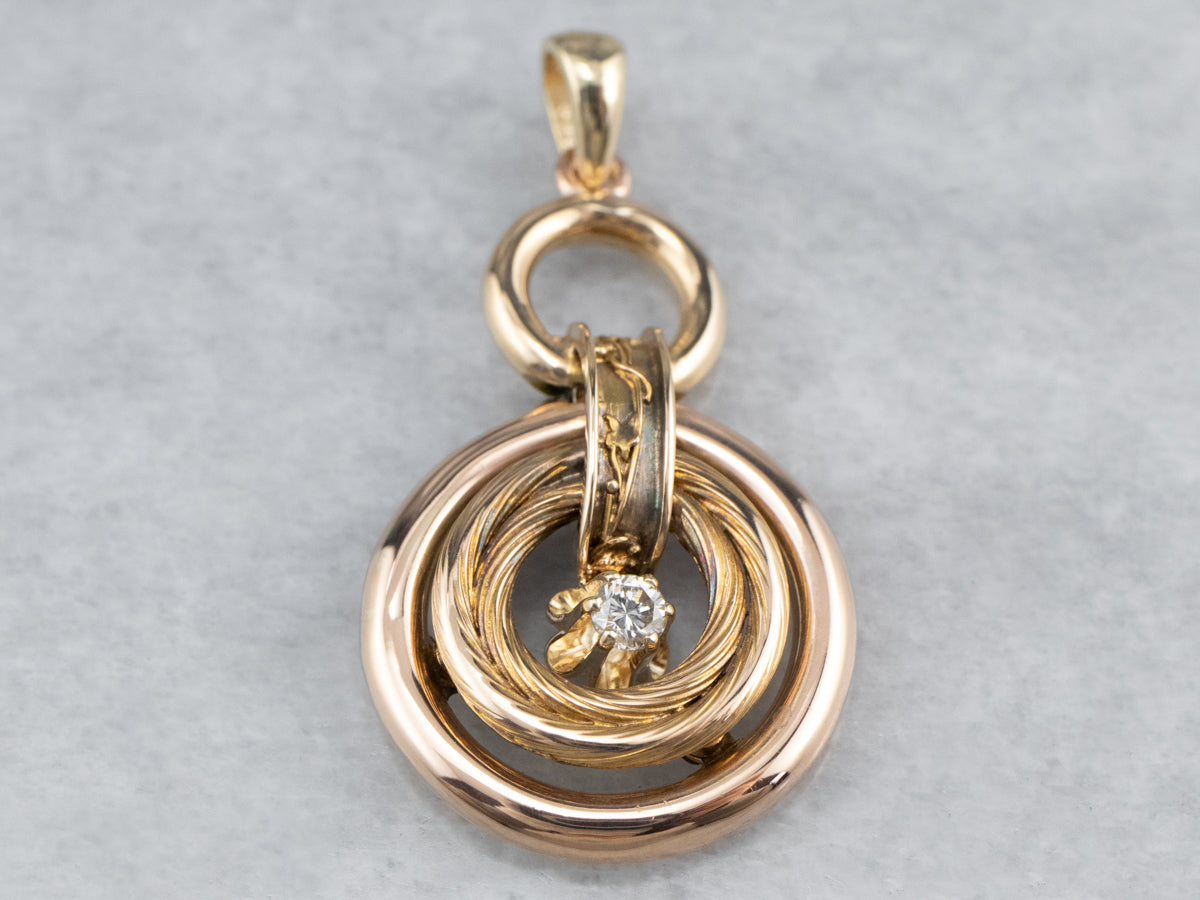 Diamond Gold Hoop Drop Pendant