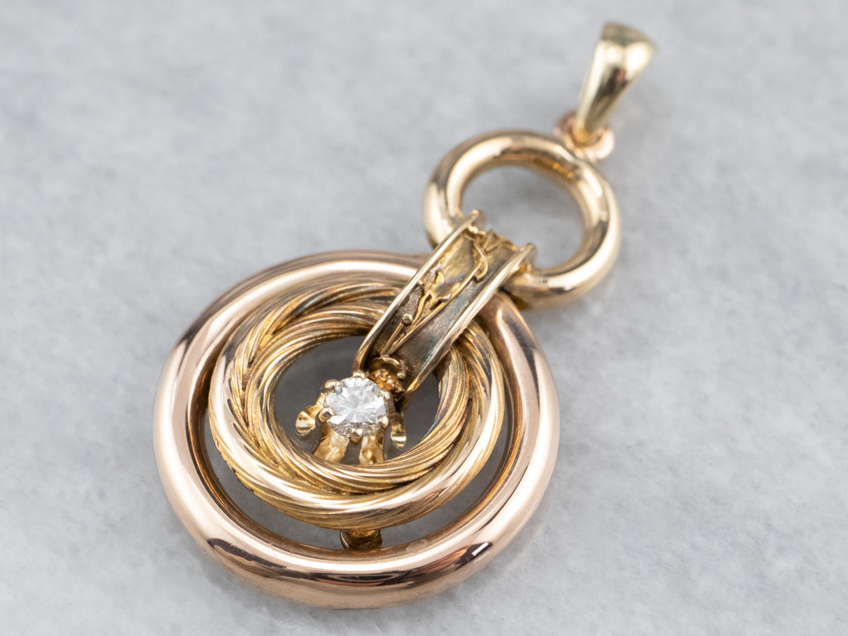 Diamond Gold Hoop Drop Pendant