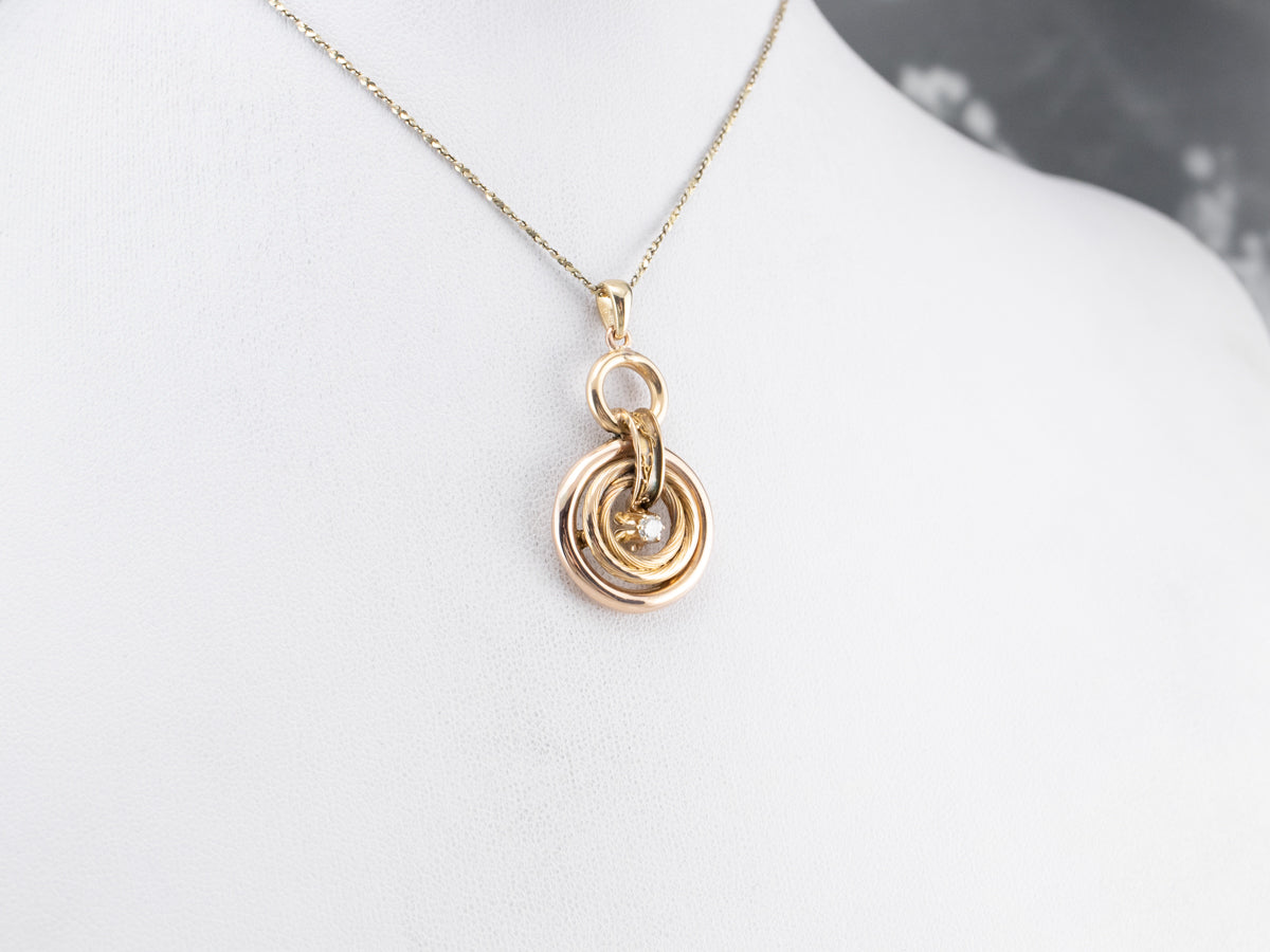 Diamond Gold Hoop Drop Pendant