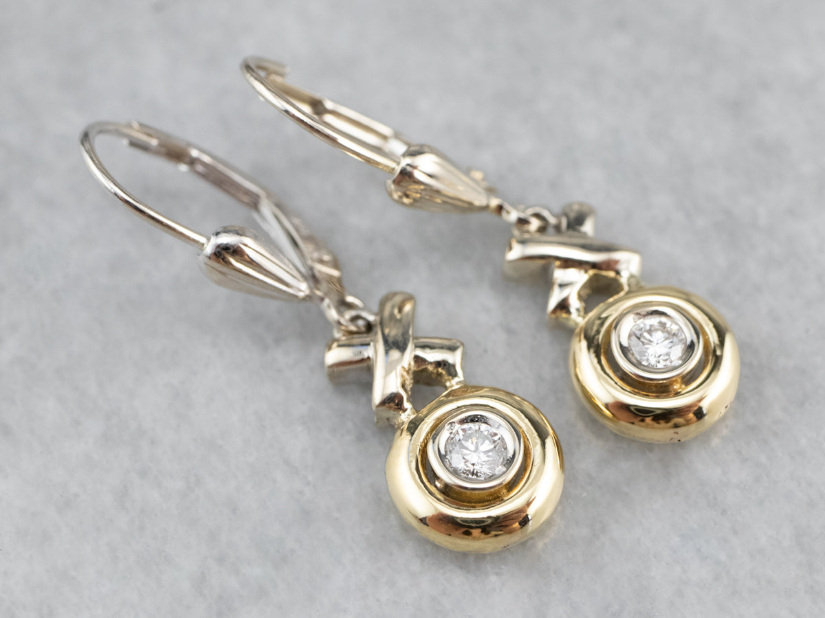 Diamond XO Gold Drop Earrings