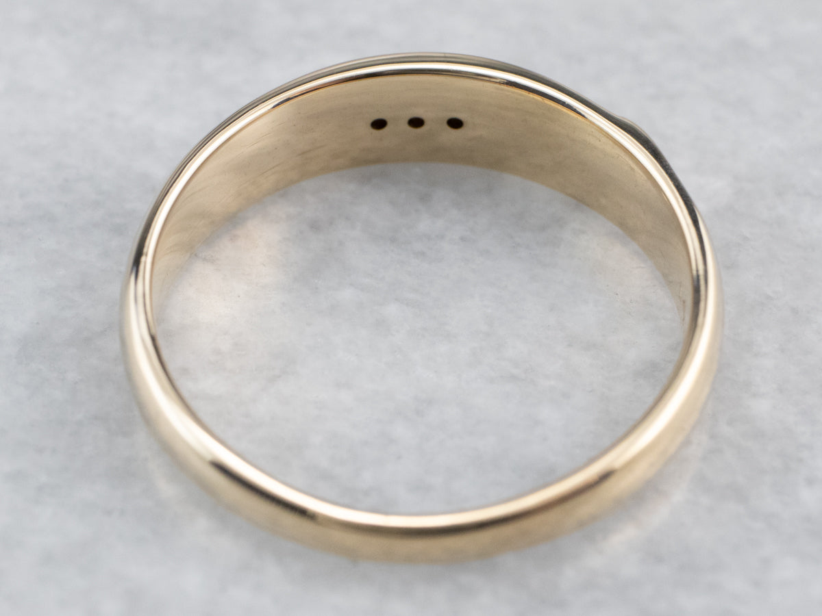 Three Diamond Gold Wedding Band