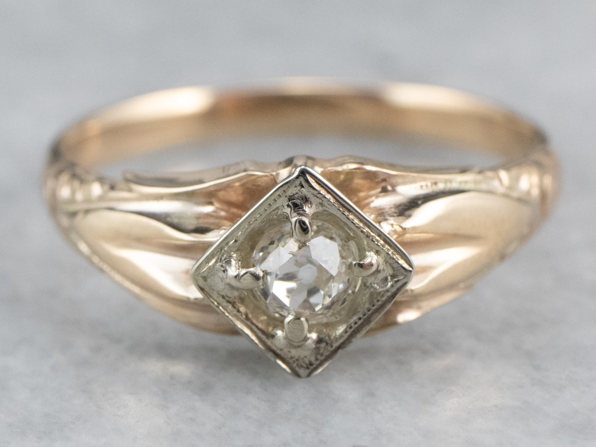 Late Art Deco Old Mine Cut Diamond Ring