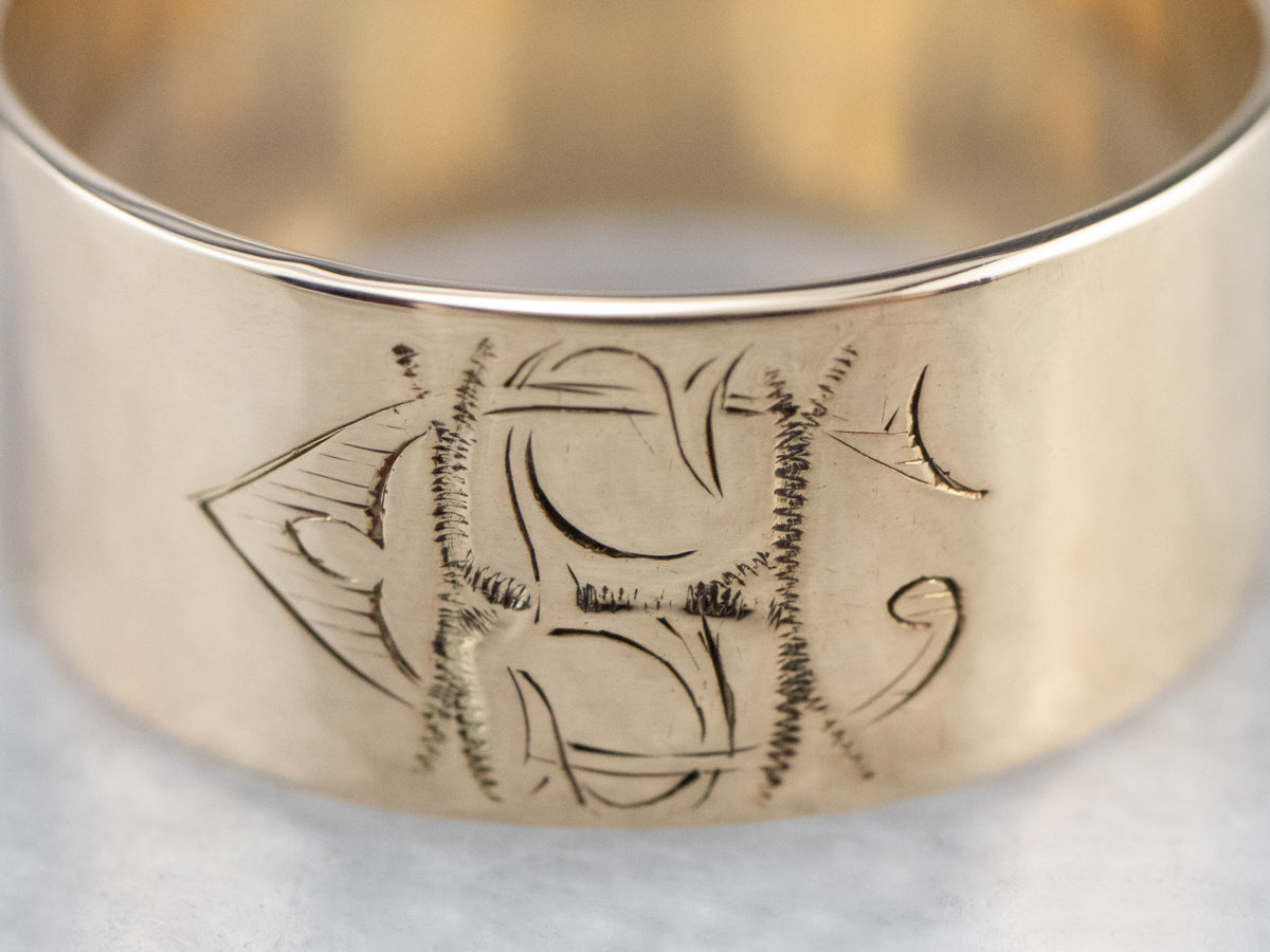 Large Cigar ring with engraved monogram initials - available in Sterling  Silver, 10k gold, 14k gold or 18K Gold