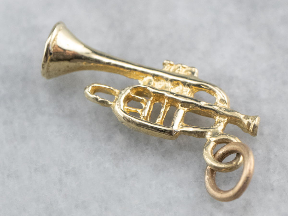 14K Gold Trumpet Charm