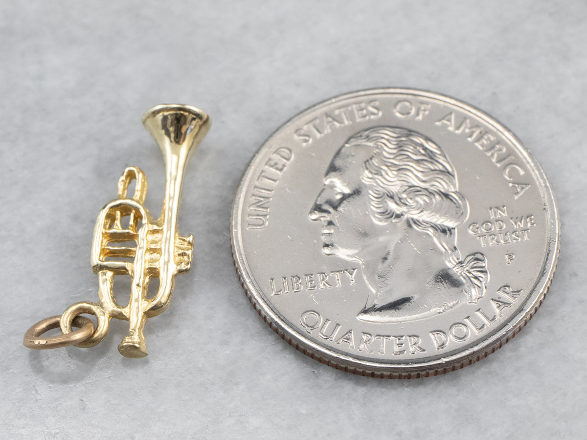 14K Gold Trumpet Charm