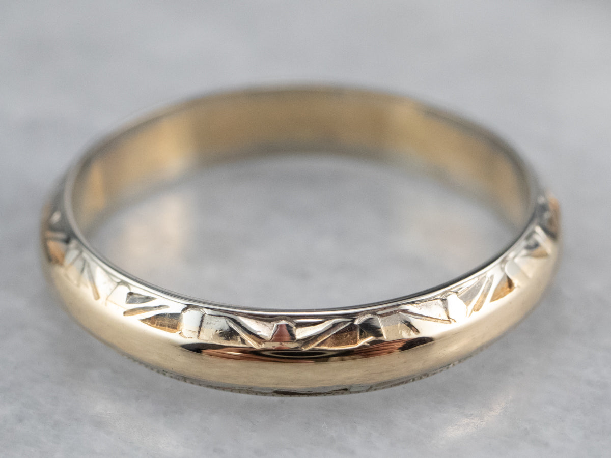 Two Tone Gold Patterned Band