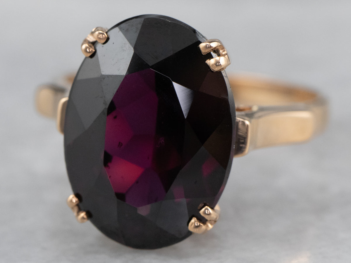 Grape Garnet Gold Statement Ring