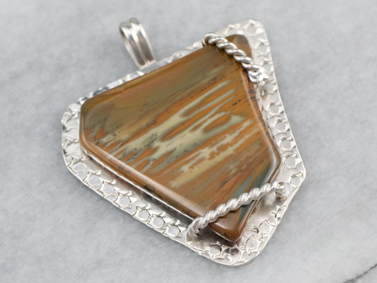 Brown Jasper Sterling Silver Statement Pendant