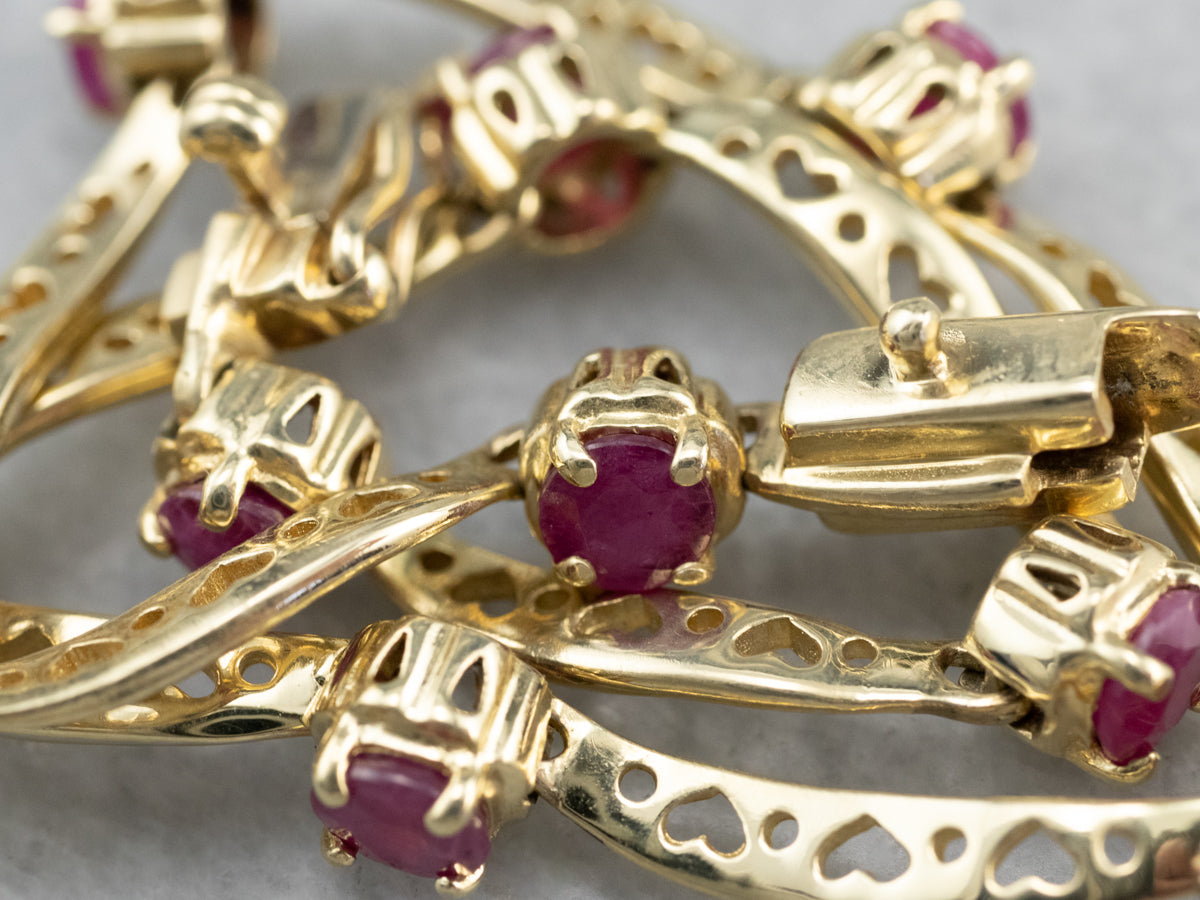 Ruby Gold Curved Link Bracelet