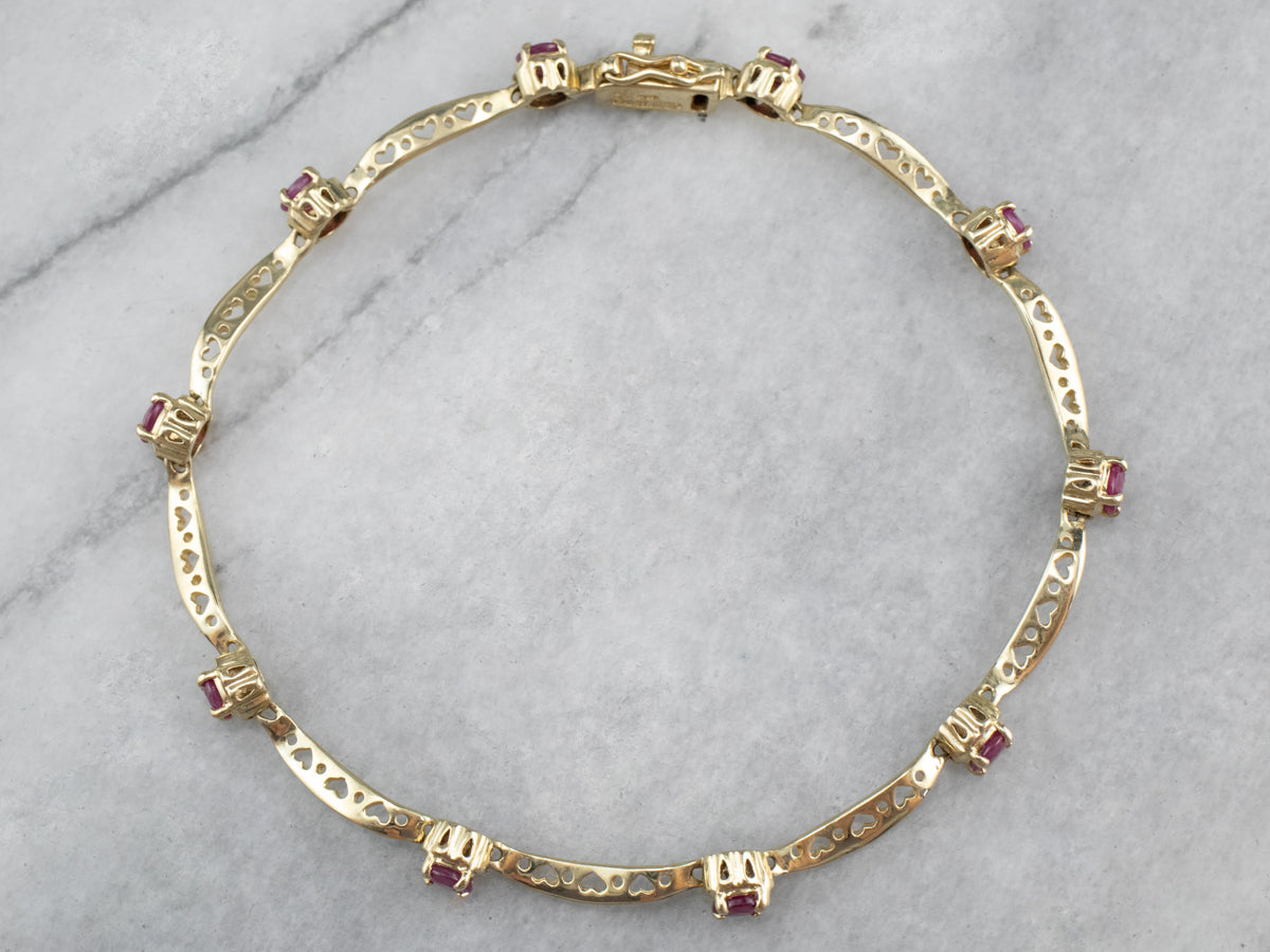 Ruby Gold Curved Link Bracelet