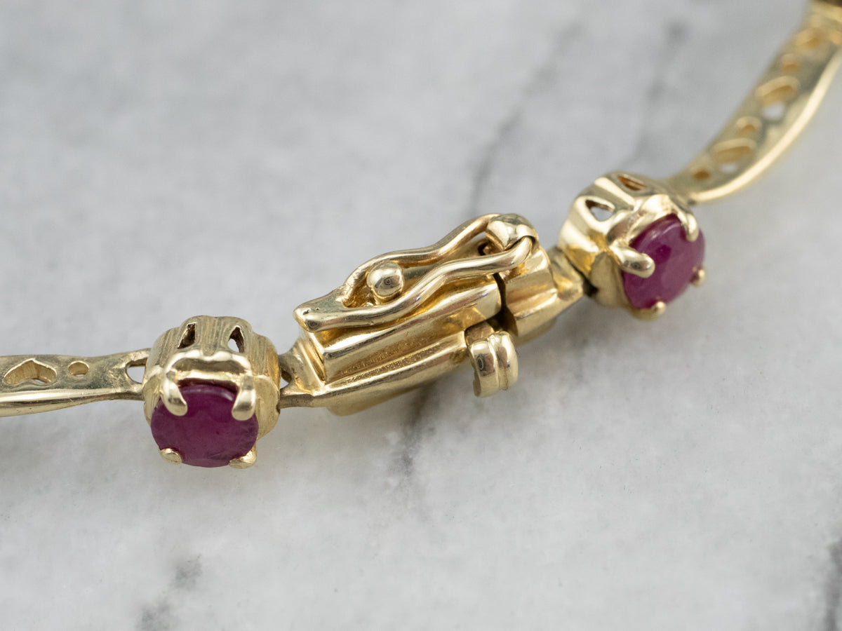 Ruby Gold Curved Link Bracelet