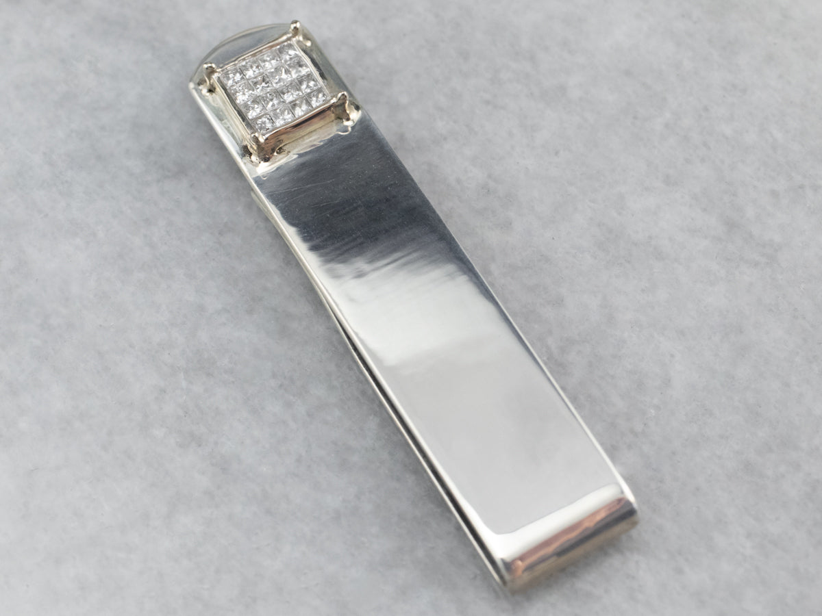 Diamond Sterling Silver Tie Bar