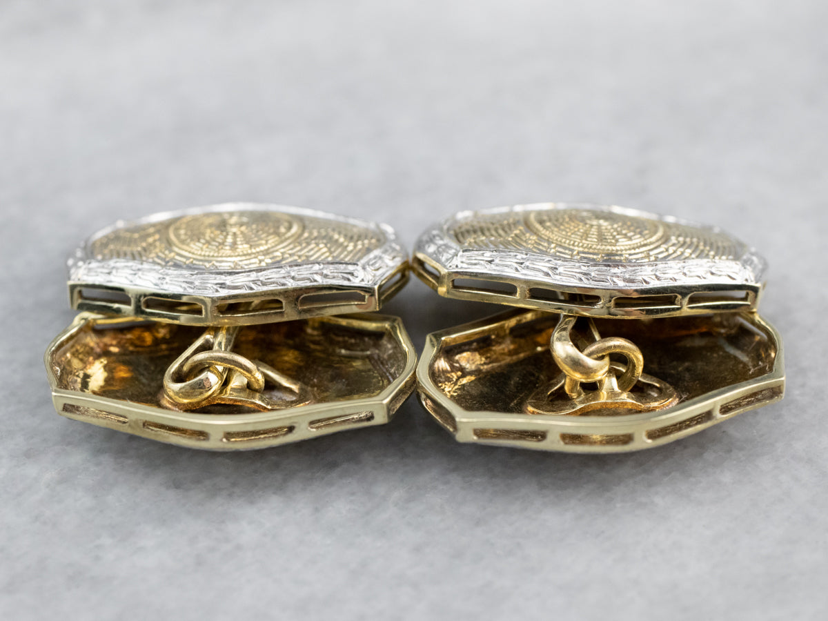 Art Deco Two Tone Gold Cufflinks