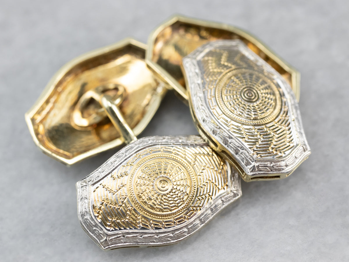 Art Deco Two Tone Gold Cufflinks