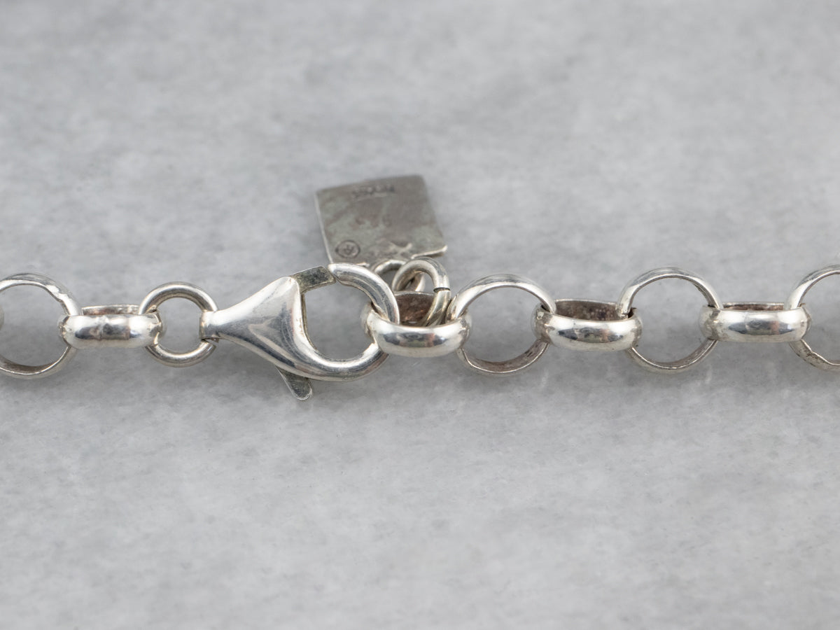 Sterling Silver Hammered Link Necklace