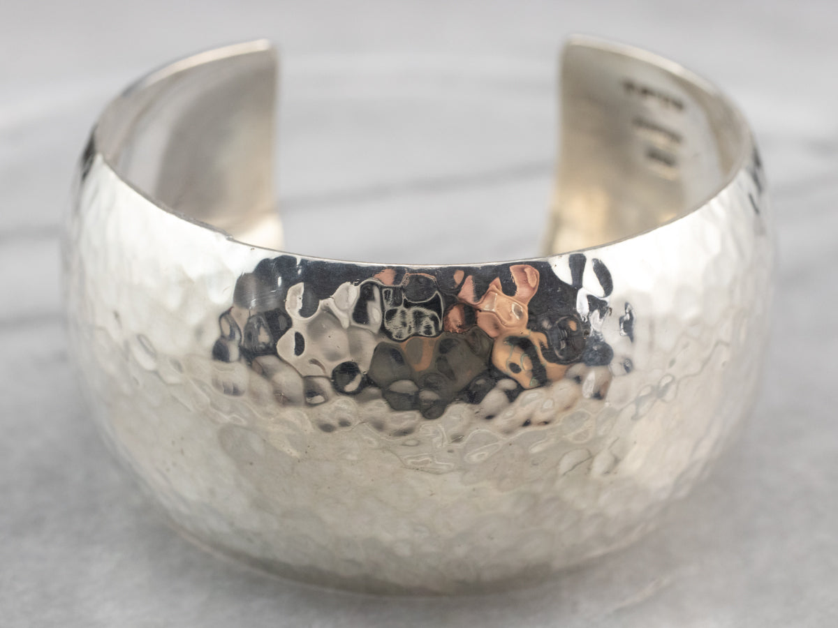 Hammered Sterling Silver Wide Cuff Bracelet