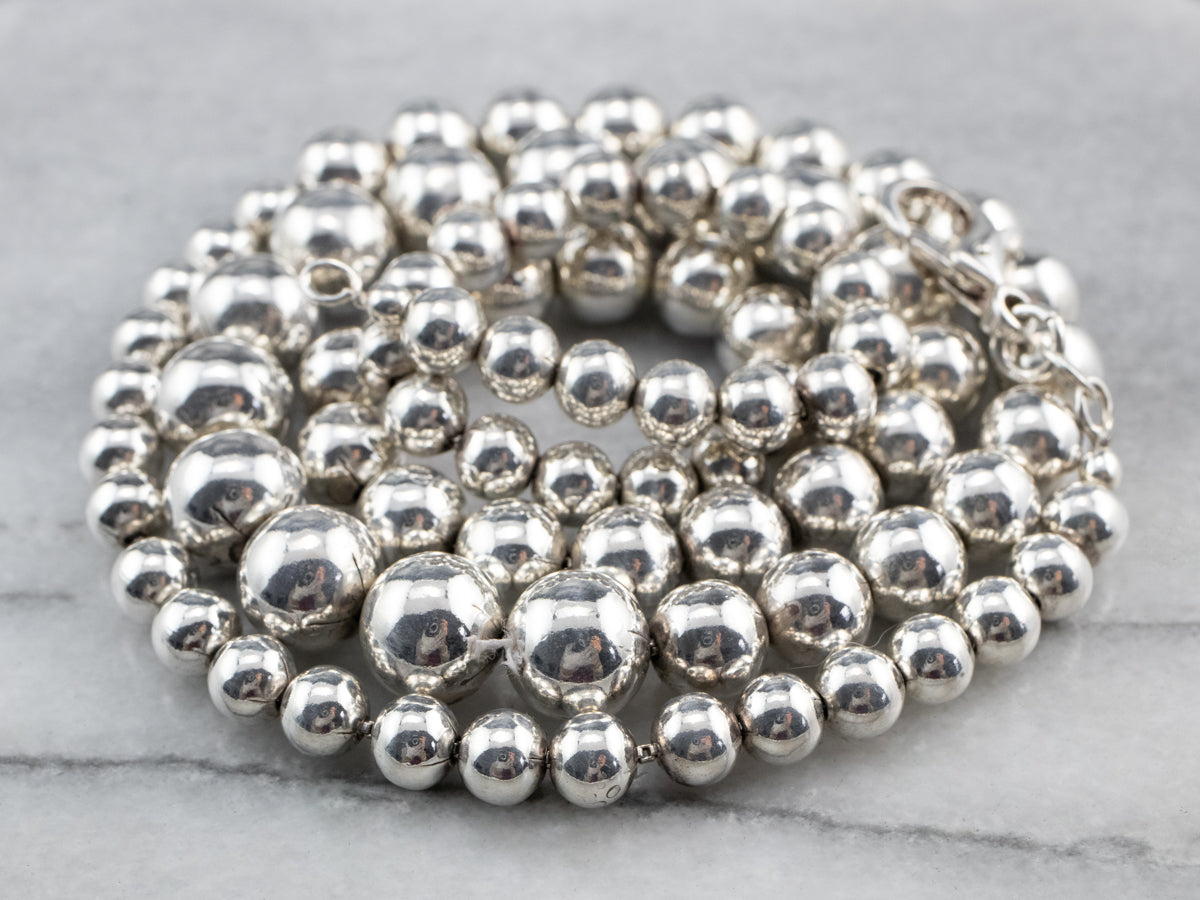 Graduated Beaded Ball Chain Necklace