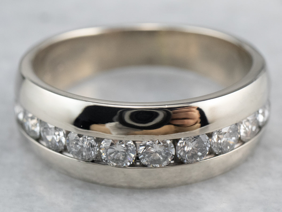 Channel Set Diamond White Gold Wedding Band