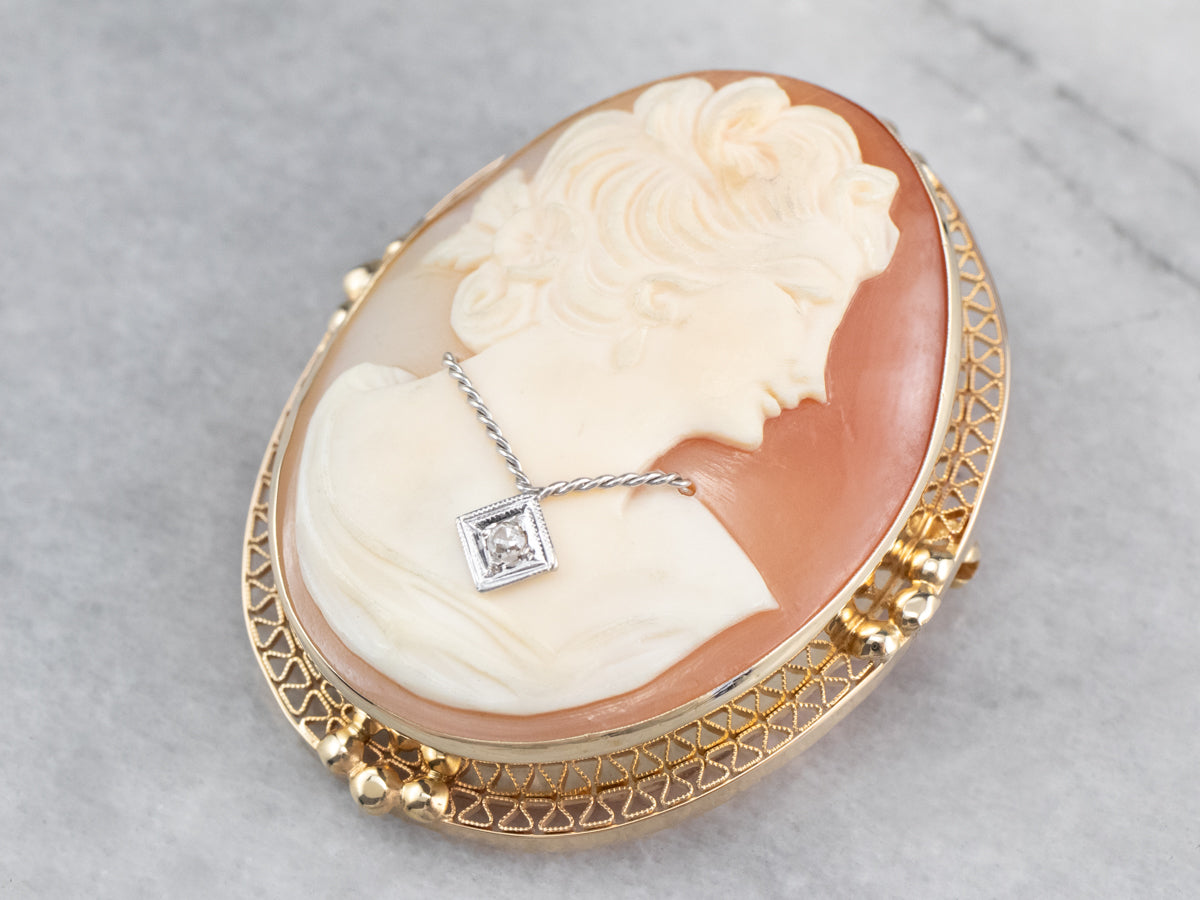 Vintage popular Cameo Brooch turns into double strand necklace