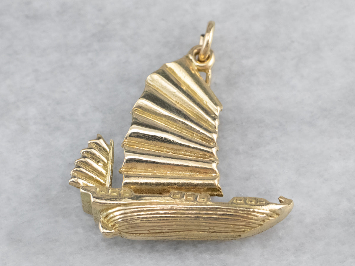 Chinese Junk Ship Gold Charm