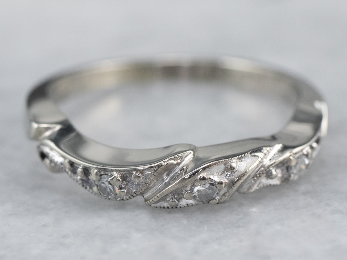 Vintage Diamond White Gold Wedding Band