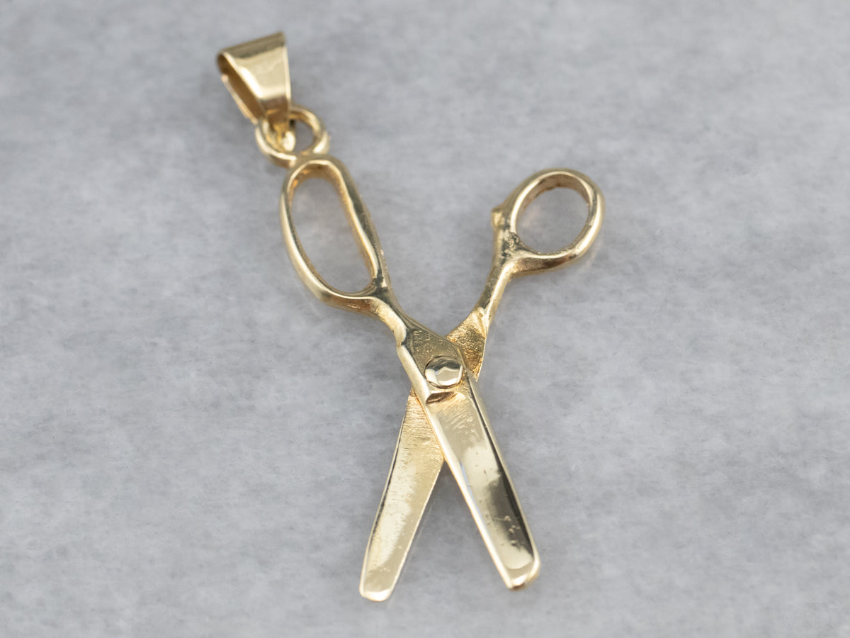 14k Yellow Gold Scissors Charm - American Jewelry