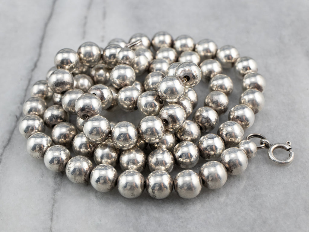 Sterling Silver Beaded Ball Necklace
