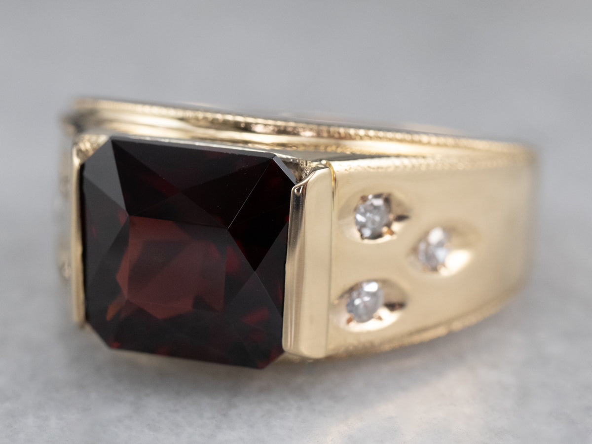 Pyrope Garnet Diamond Gold Statement Ring