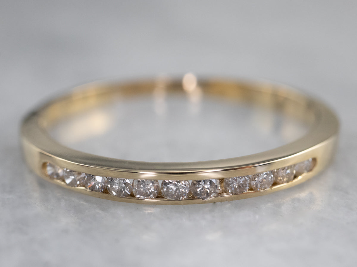 Thin Channel Set Diamond Gold Wedding Band