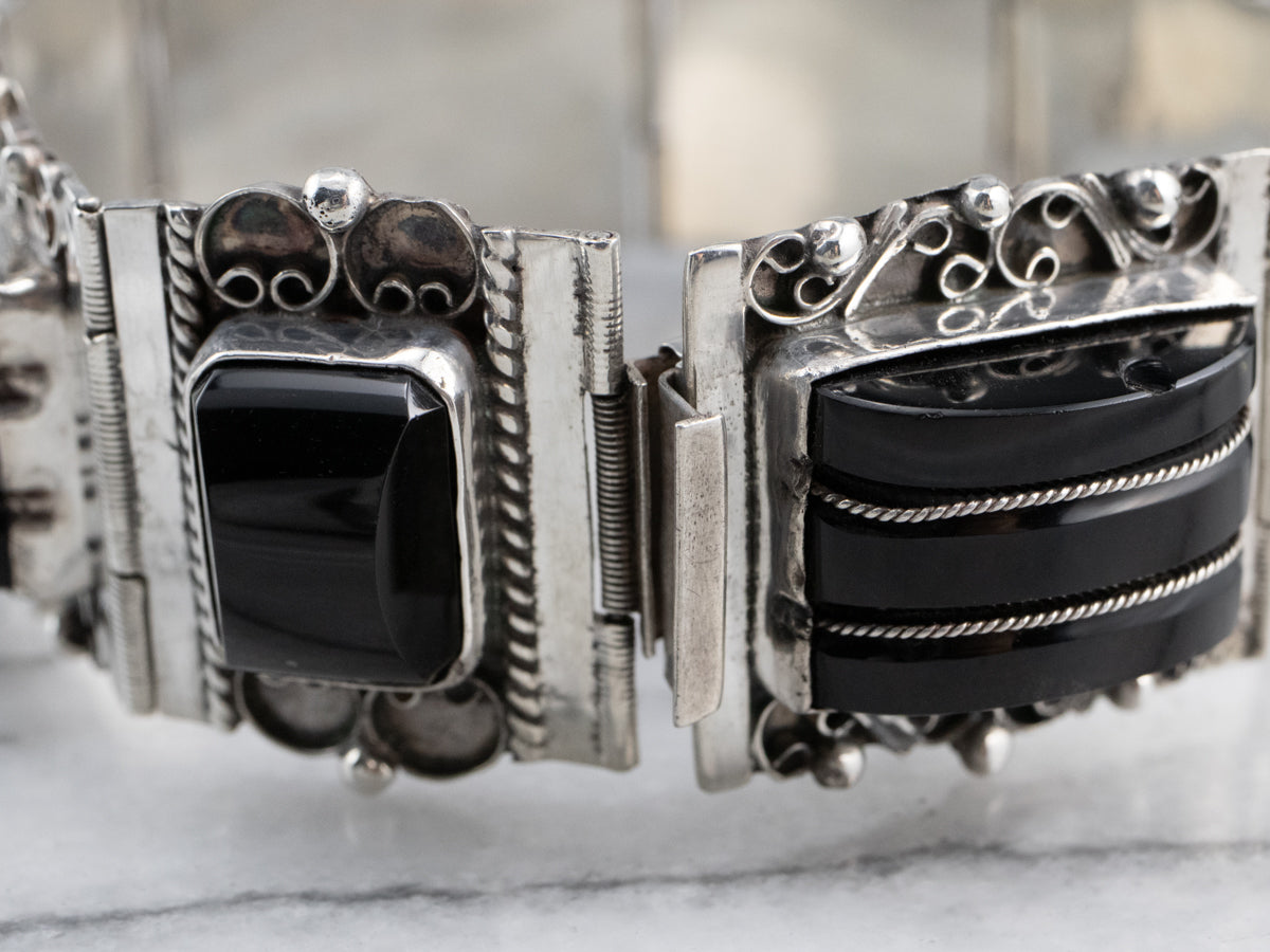 Taxco deals Sterling Silver and Onyx Cuff Bracelet