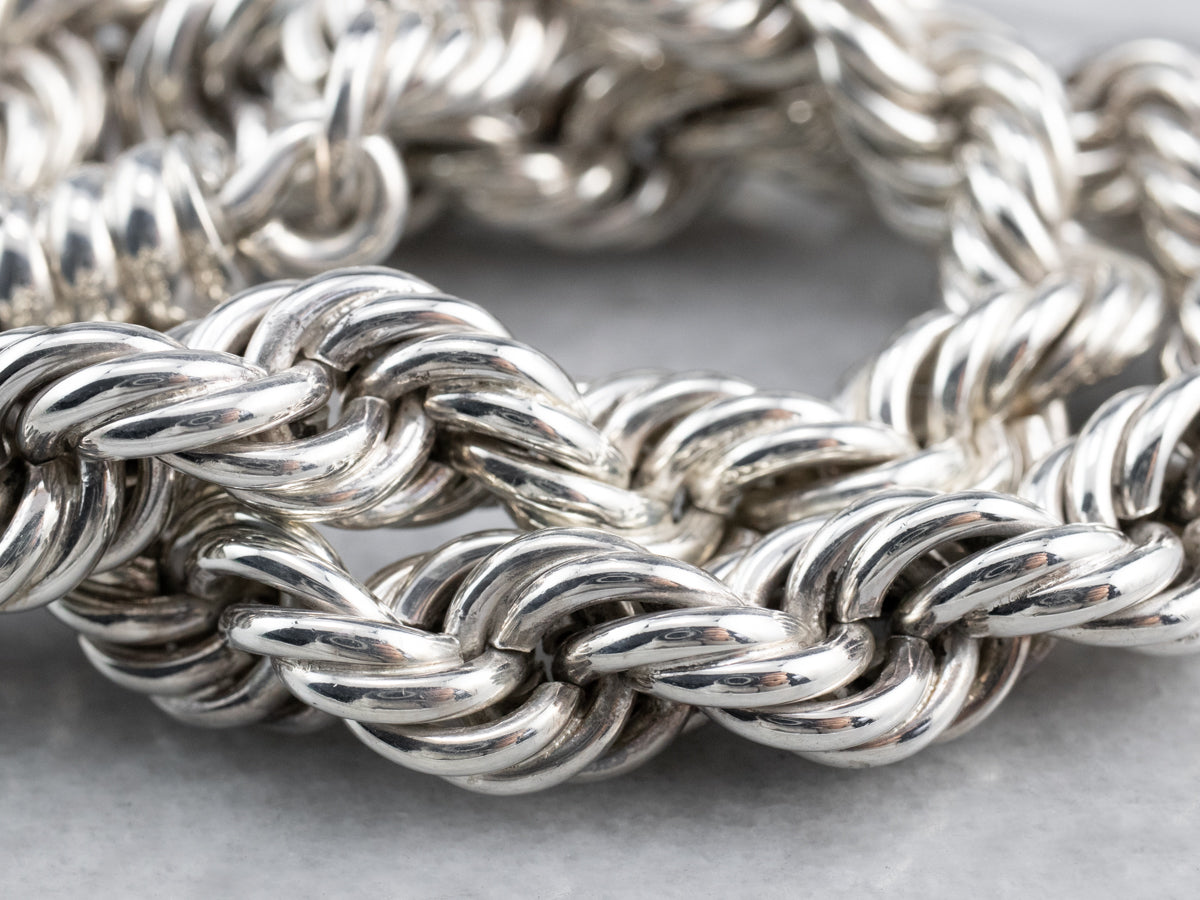 Mexico Taxco Sterling Silver Rope Necklace