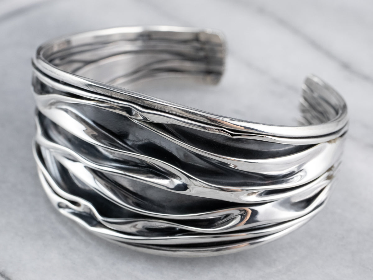 Modernist Sterling Silver Cuff Bracelet