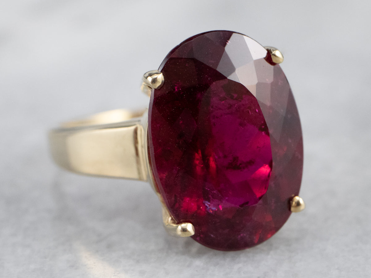 Rubellite Tourmaline Gold Cocktail Ring