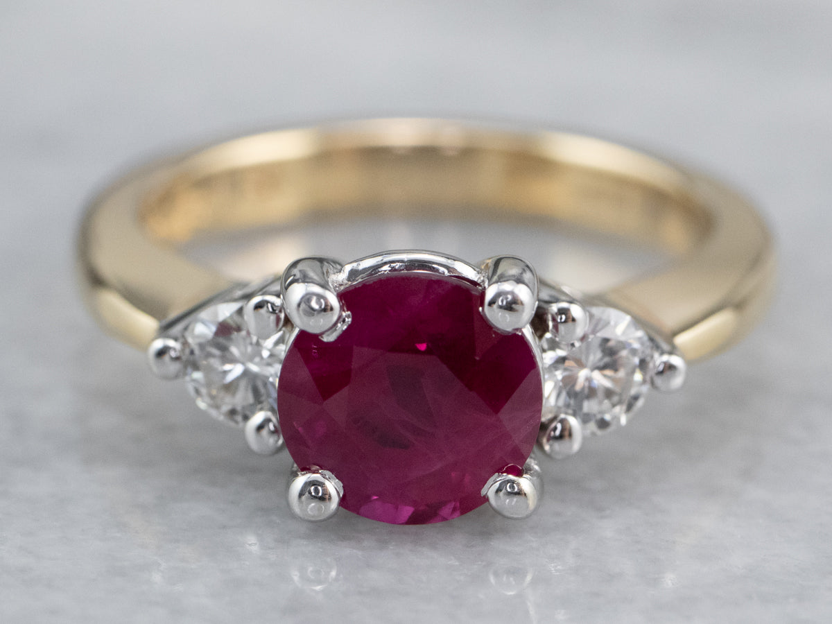 Ruby Diamond Gold Engagement Ring